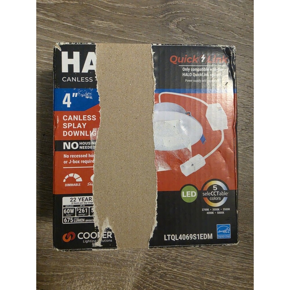 HALO QuickLink, 4 in. Selectable CCT 2700-5000K, 600 Lumens, Recessed Canless